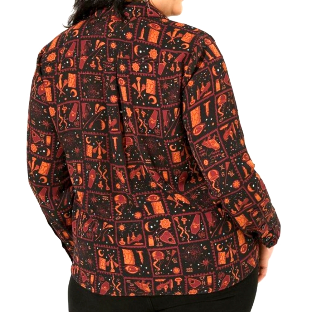 ❤️NWT TORRID DISNEY HOCUS POCUS BOW BLOUSE LONG SLEEVE HALLOWEEN - - Picture 3 of 12